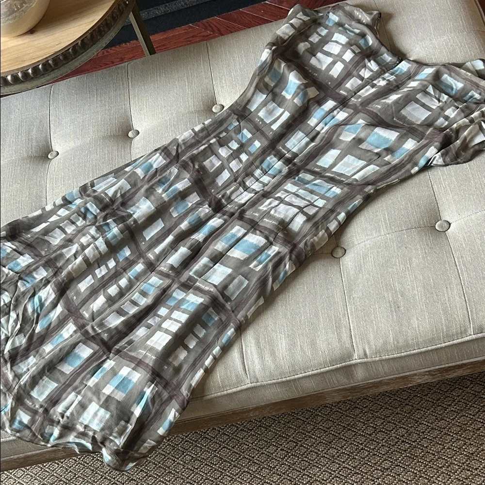 Banana Republic 100% Silk Plaid Veenk Midi Dress Size 6 - Picture 8 of 8